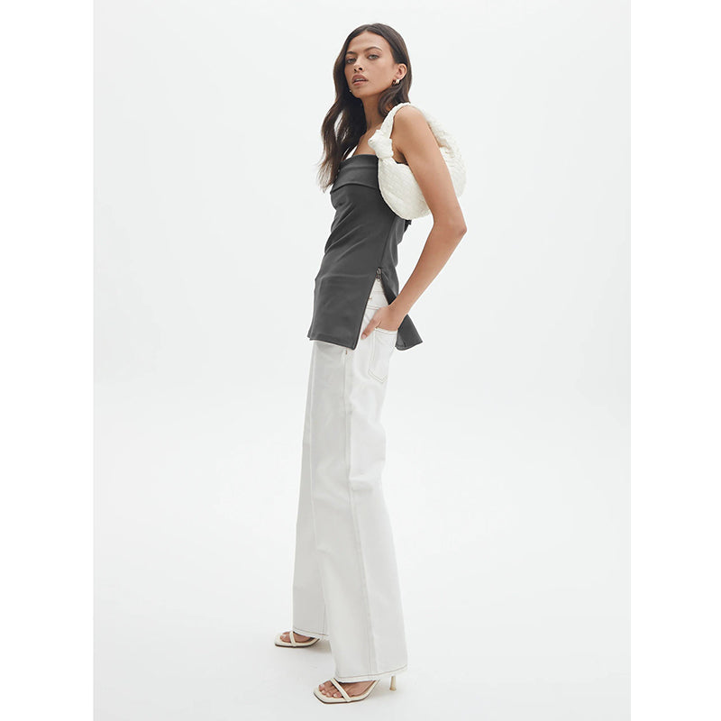 Grey Strapless Off-Shoulder Tube Top