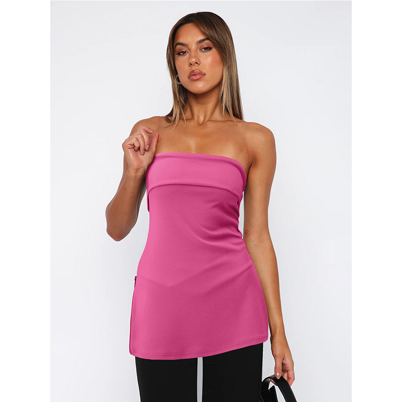Fuchsia Strapless Tube Top - Party Wear