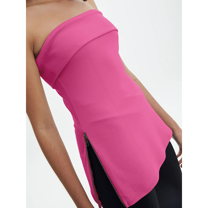 Fuchsia Strapless Tube Top - Party Wear