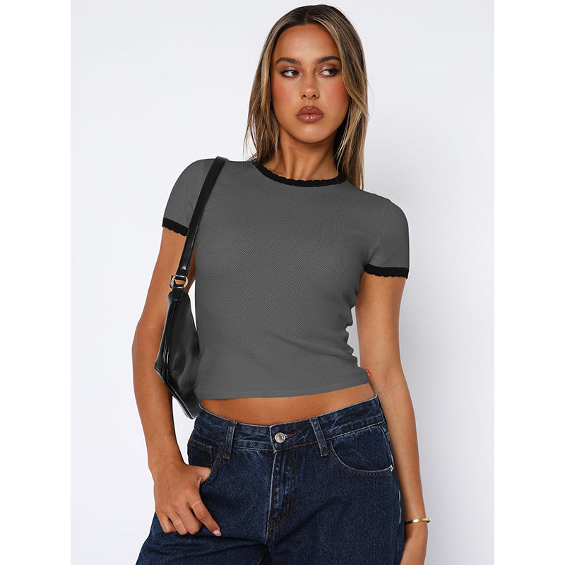 Grey Fitted Crop Top