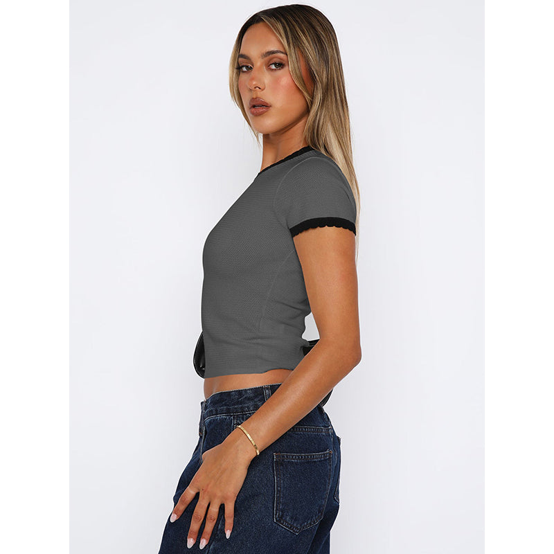 Grey Fitted Crop Top