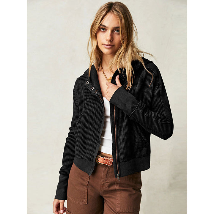 Black Checked Hooded Tailored Jacket