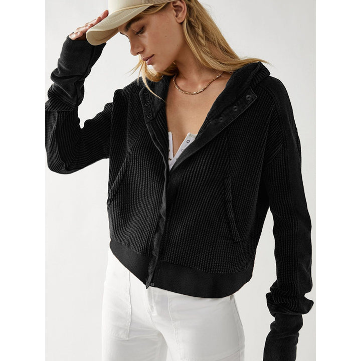 Black Checked Hooded Tailored Jacket
