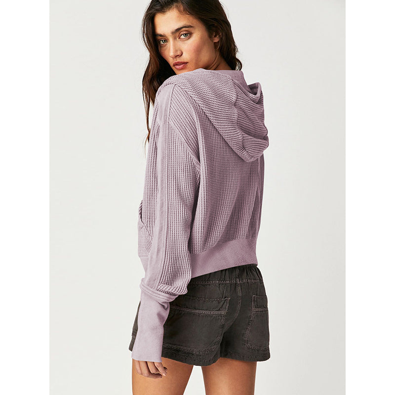 Purple Hooded Open Front Jacket