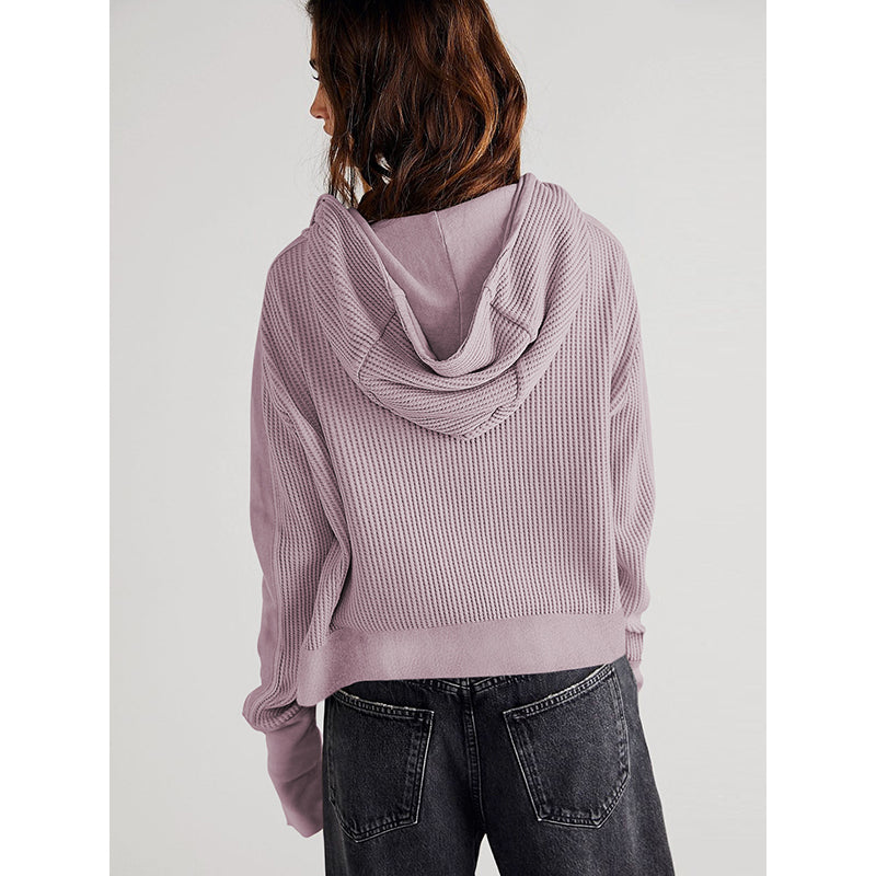 Purple Hooded Open Front Jacket