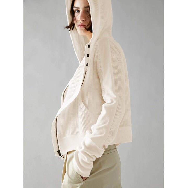 Beige Collarless Bomber Jacket