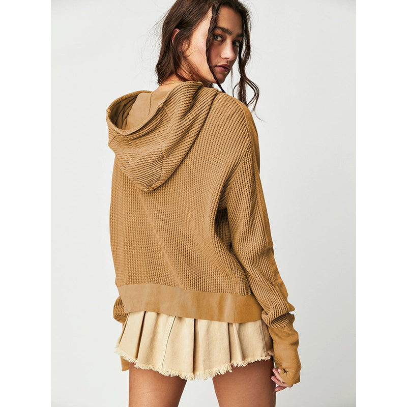 Brown Textured Hooded Tailored Jacket