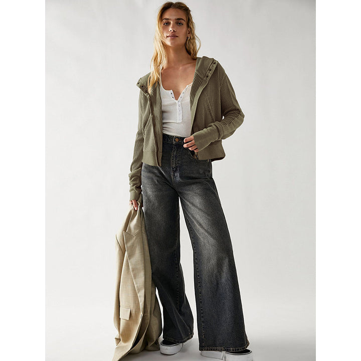 Green Solid Hooded Bomber Jacket