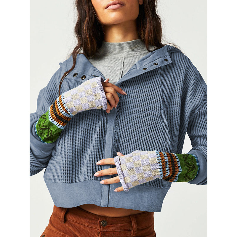 Blue Textured Hooded Tailored Jacket