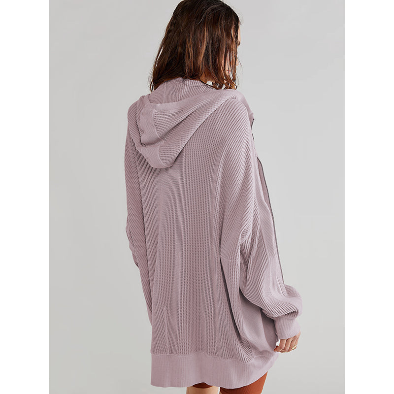Purple Hooded Long Sleeves Sweatshirt