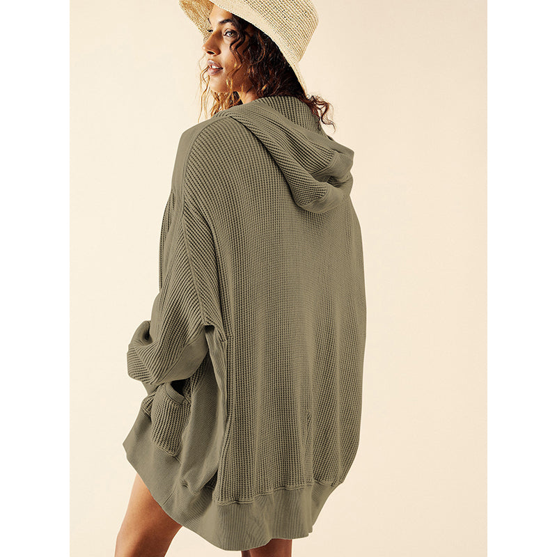 Green Hooded Long Sleeves Sweatshirt