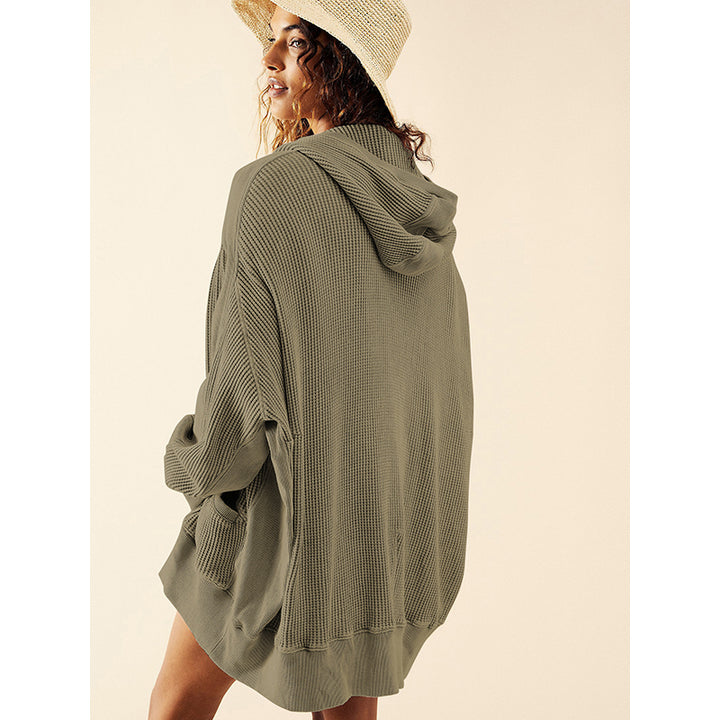 Green Hooded Long Sleeves Sweatshirt