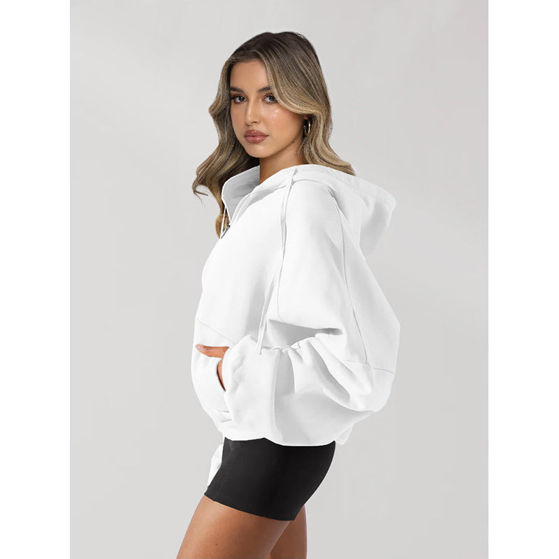 White Hooded Windcheater Bomber Jacket