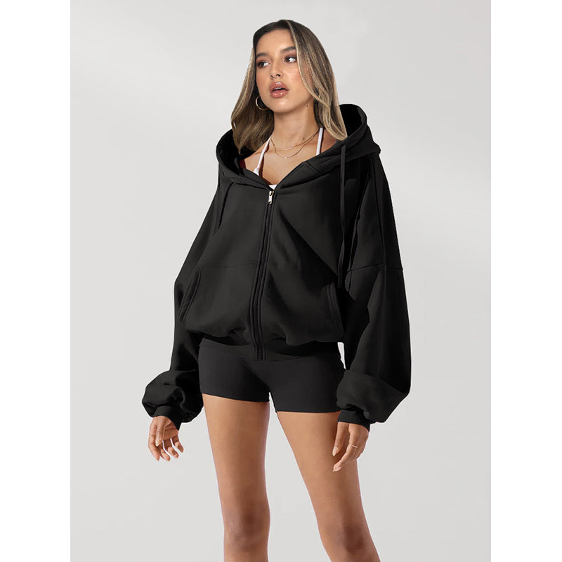 Black Hooded Windcheater Bomber Jacket