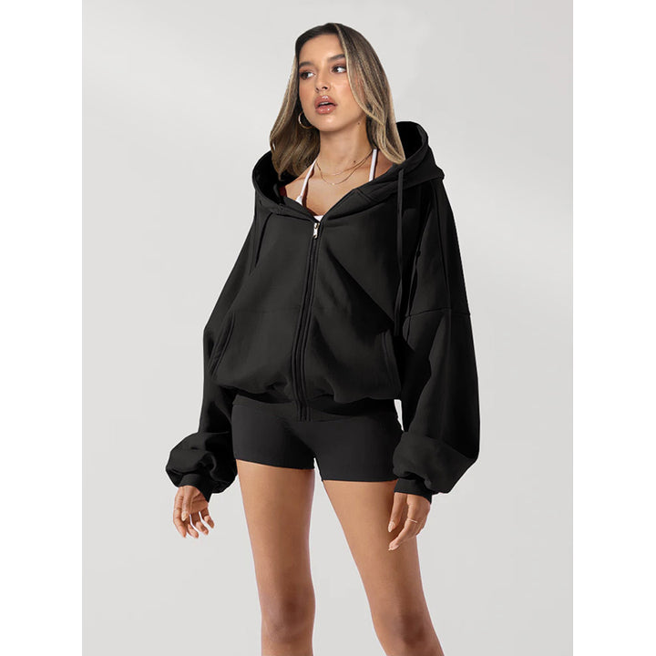 Black Hooded Windcheater Bomber Jacket