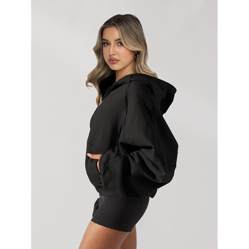 Black Hooded Windcheater Bomber Jacket