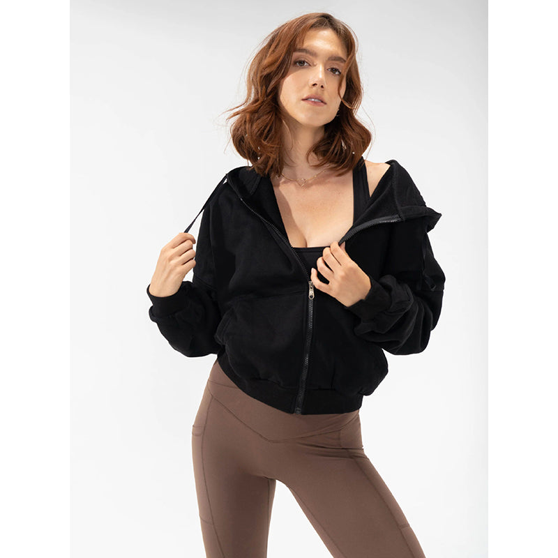 Black Hooded Windcheater Bomber Jacket