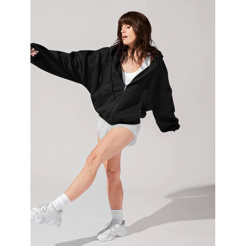 Black Hooded Windcheater Bomber Jacket
