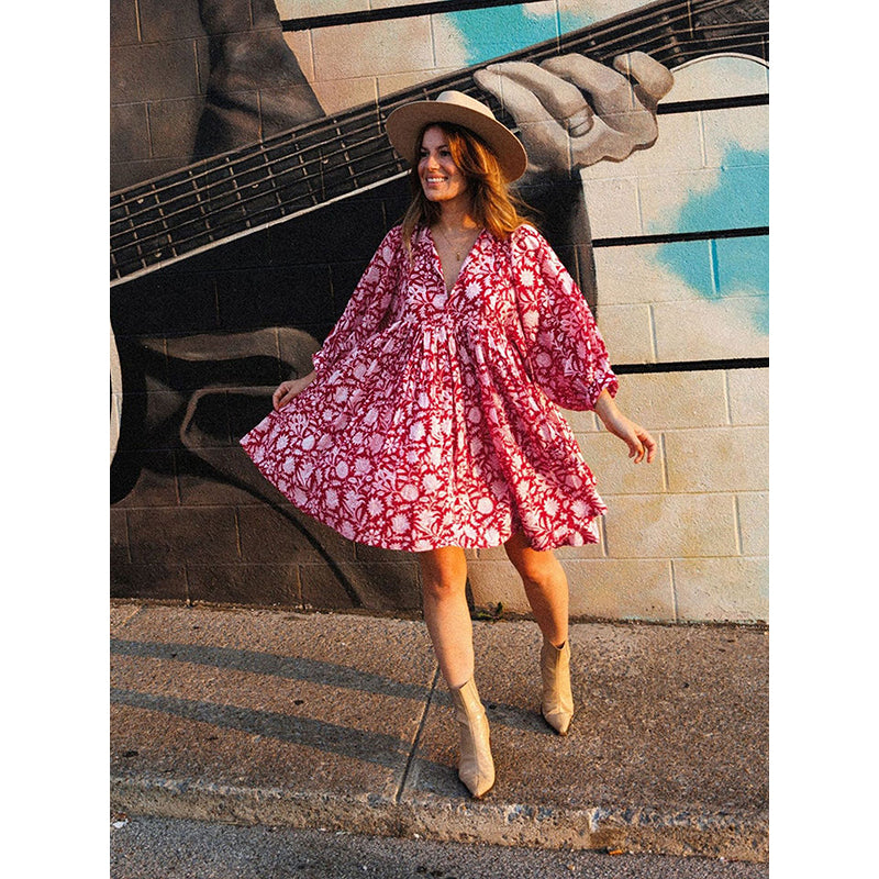 Floral Printed Fit & Flare Mini Dress