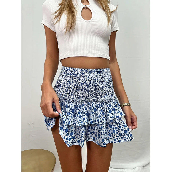 Printed Peplum Mini Skirts