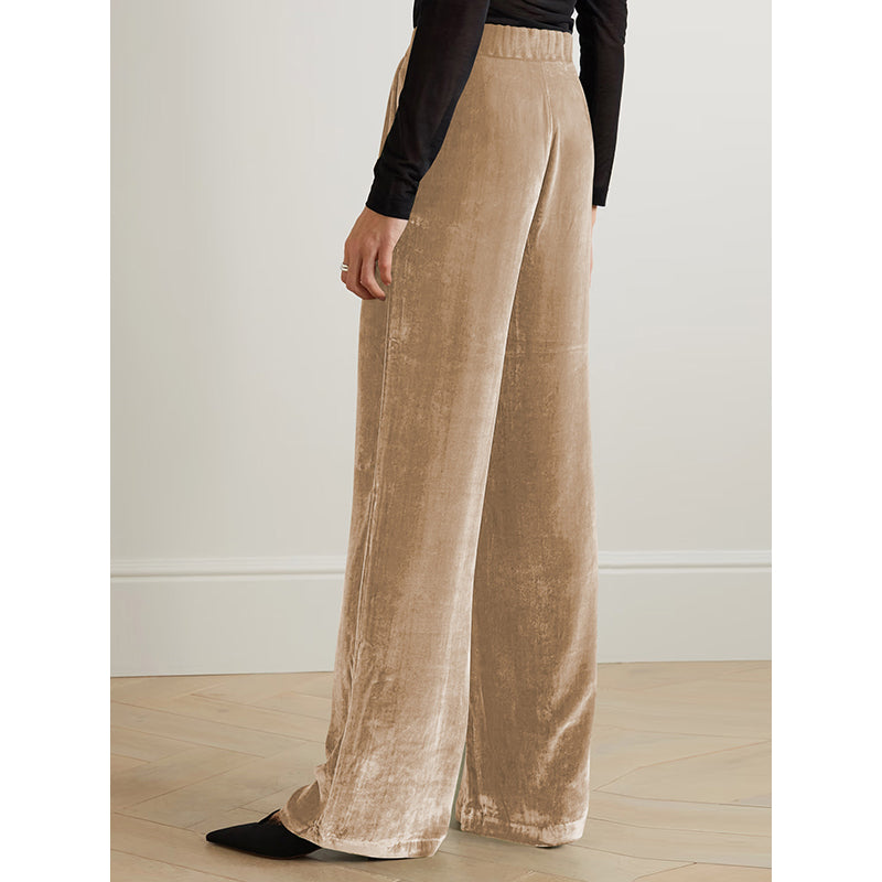 Women Gold-Toned Flared High-Rise Parallel Trousers