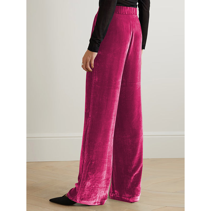 Women Pink Flared High-Rise Parallel Trousers