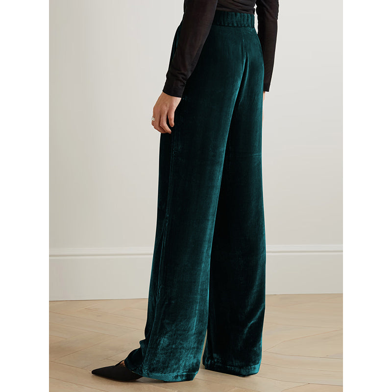 Women Green Flared Fit High-Rise Trousers