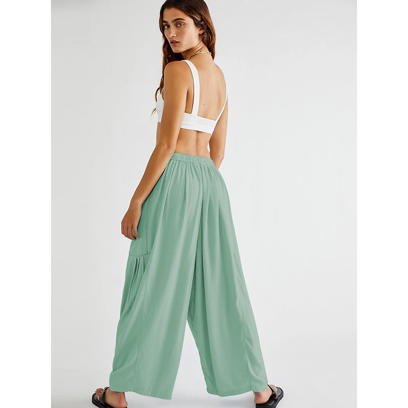 Women Fluorescent Green Flared High-Rise Pleated Trousers