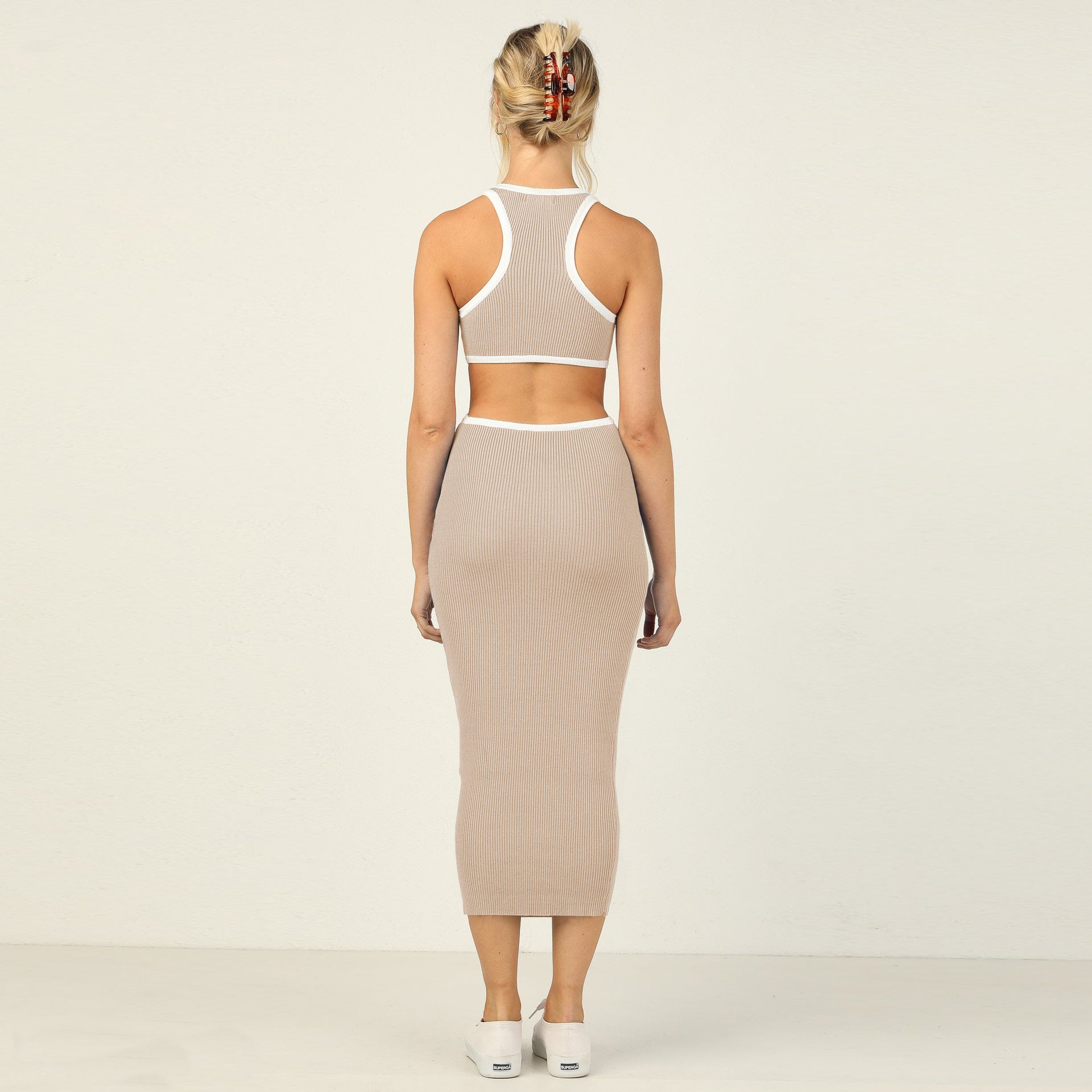 Women Nude Cotton Bodycon Dress