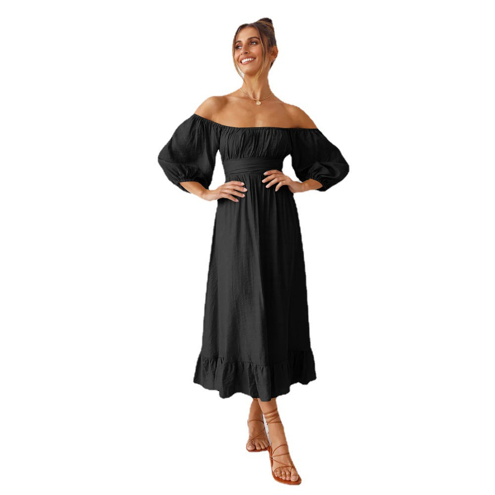 Women  Black Off-Shoulder Maxi Dress