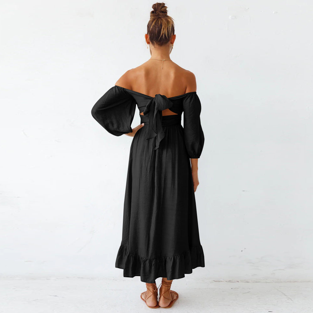 Women  Black Off-Shoulder Maxi Dress