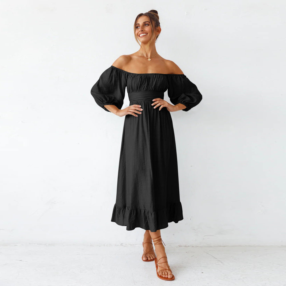 Women  Black Off-Shoulder Maxi Dress