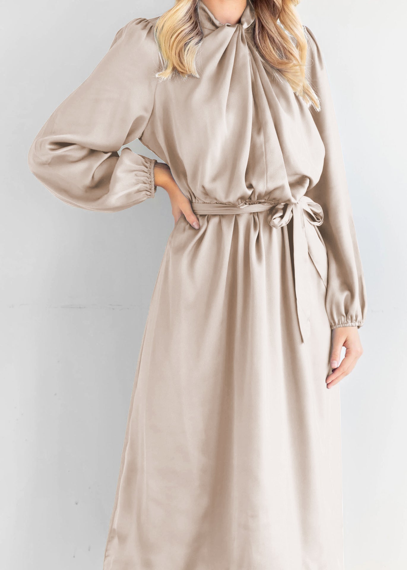 Beige A-Line Dress