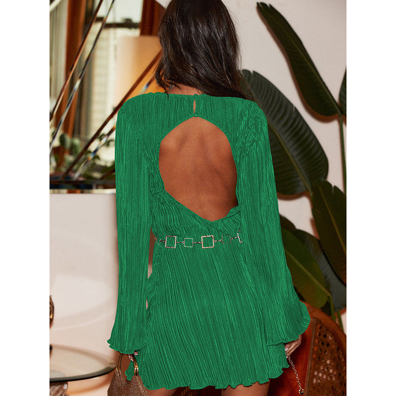 Green Vertical Striped Self Design Sheath Dress