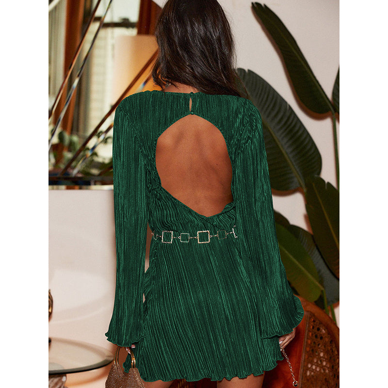 Green Round Neck Sheath Dress