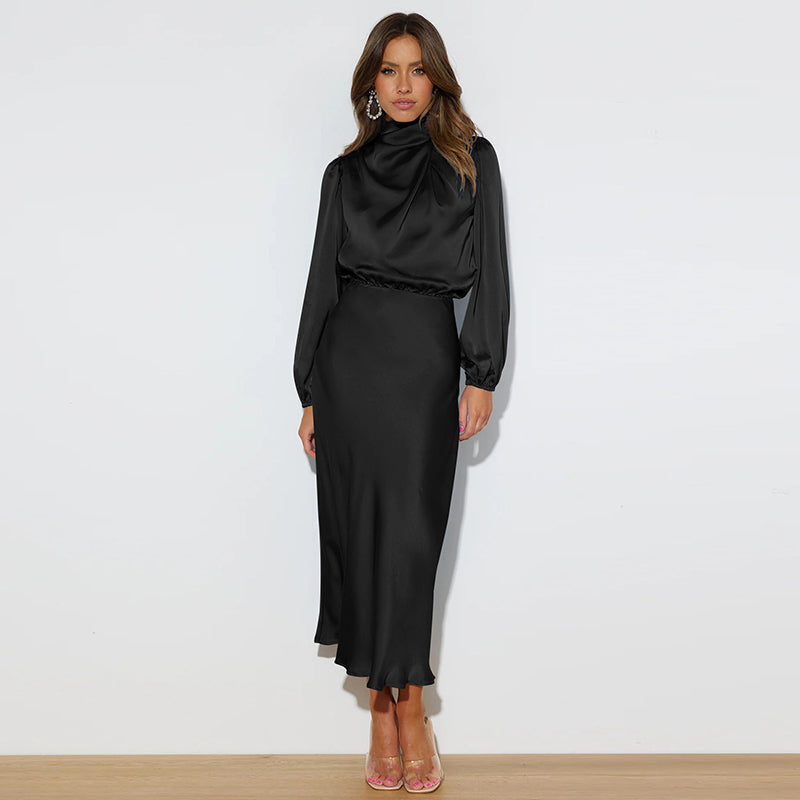 Black Mock Neck Maxi Dress