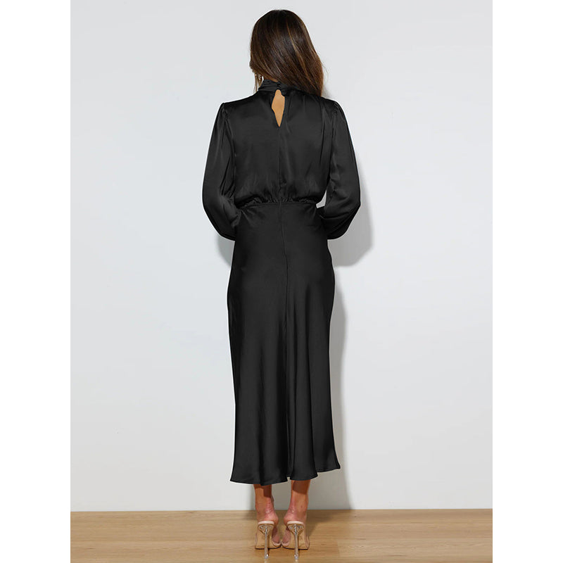 Black Mock Neck Maxi Dress