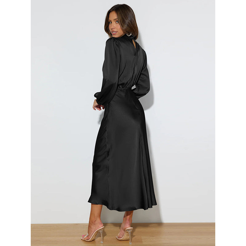 Black Mock Neck Maxi Dress