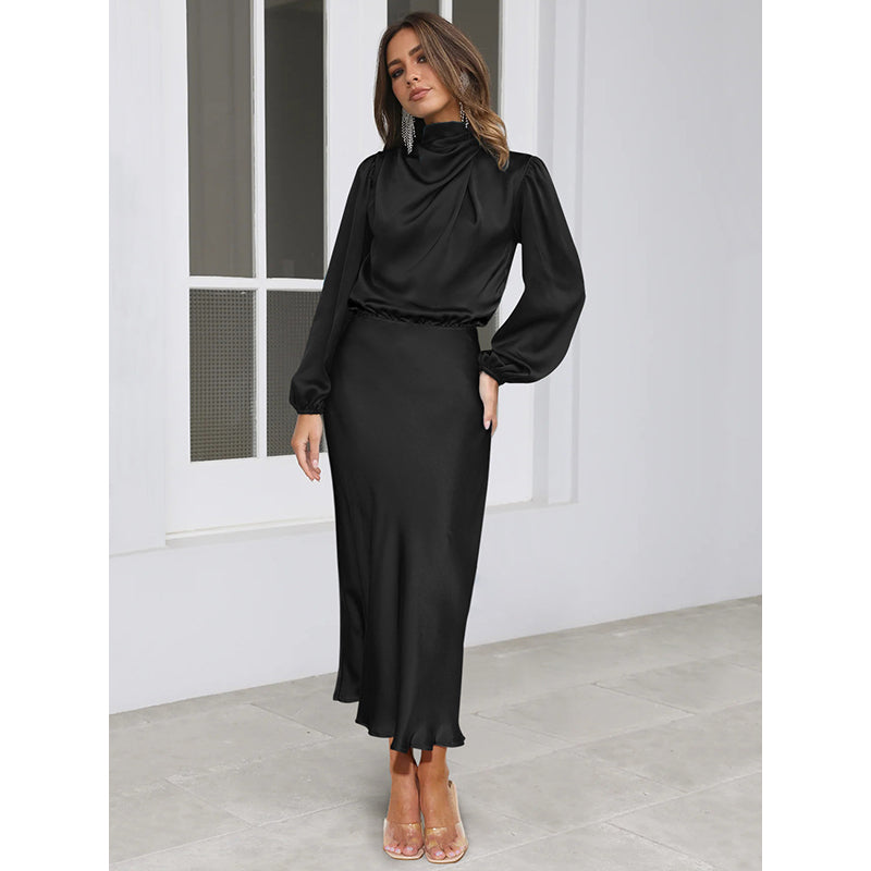 Black Mock Neck Maxi Dress