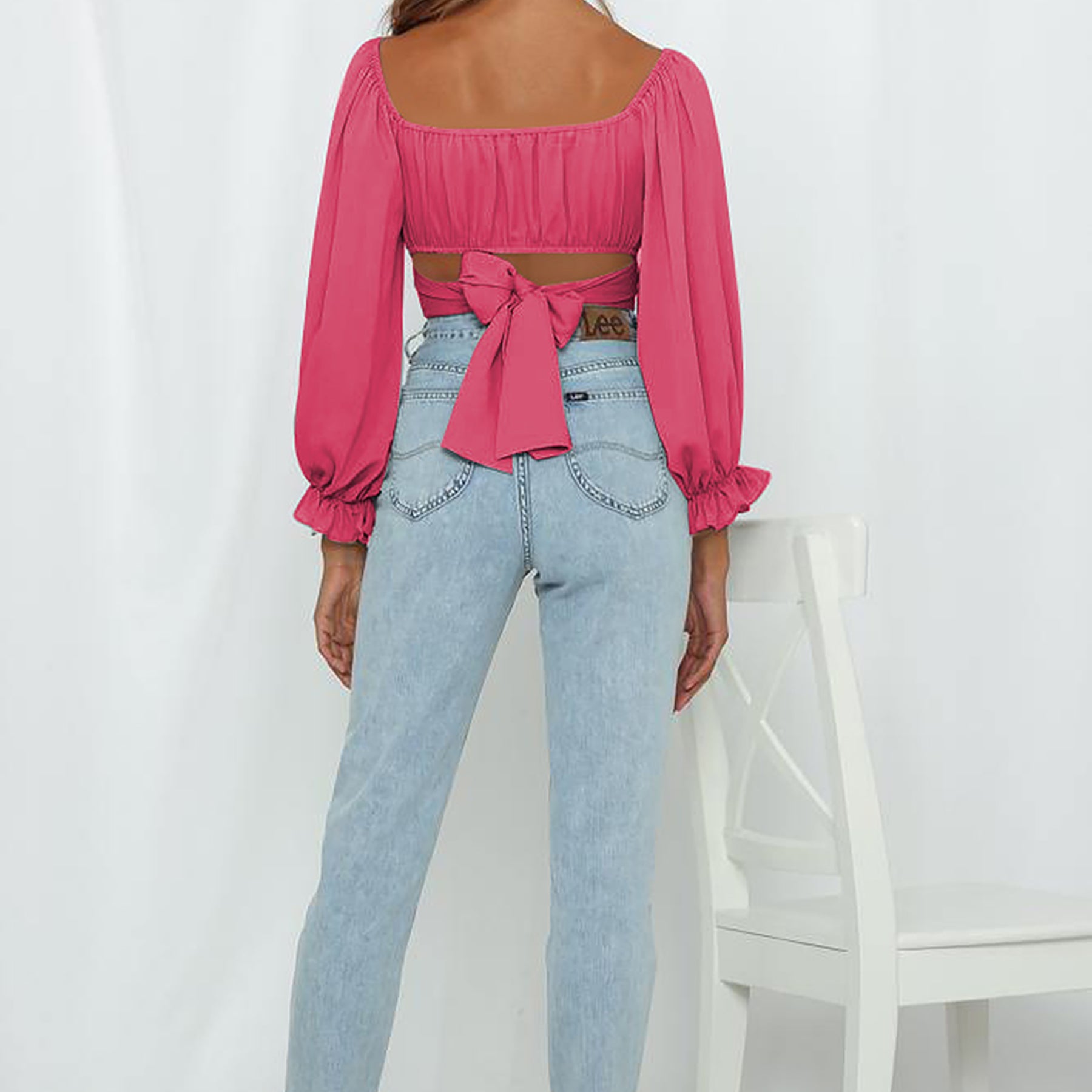 Fuchsia Sweetheart Neck Crop Top