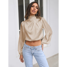 High Neck Puff Sleeves Top