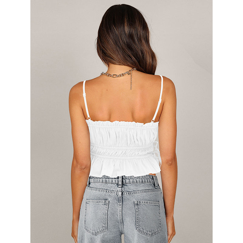White Empire Tie up Style Crop Top
