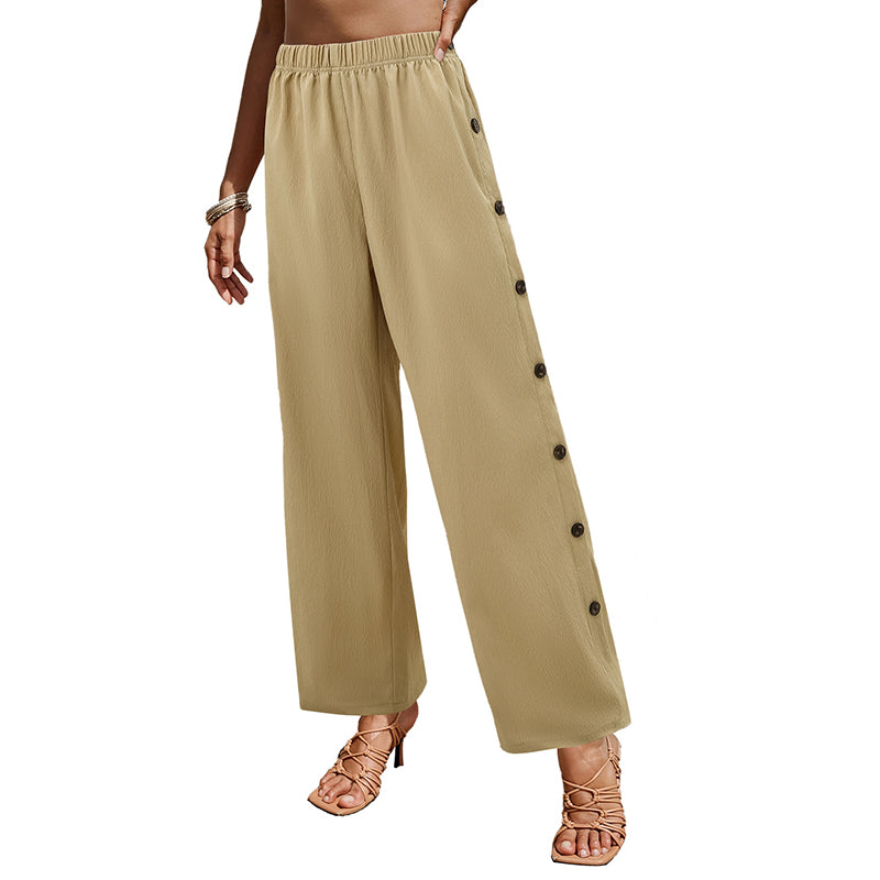 Women Khaki High-Rise Easy Wash Parallel Trousers