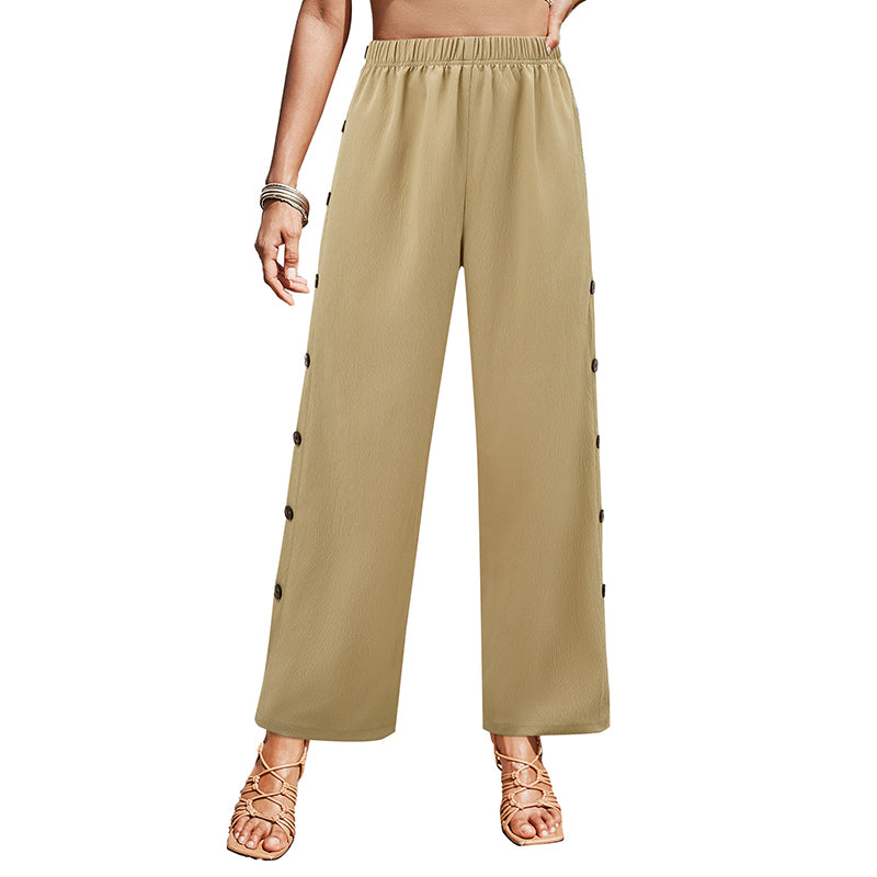 Women Khaki High-Rise Easy Wash Parallel Trousers