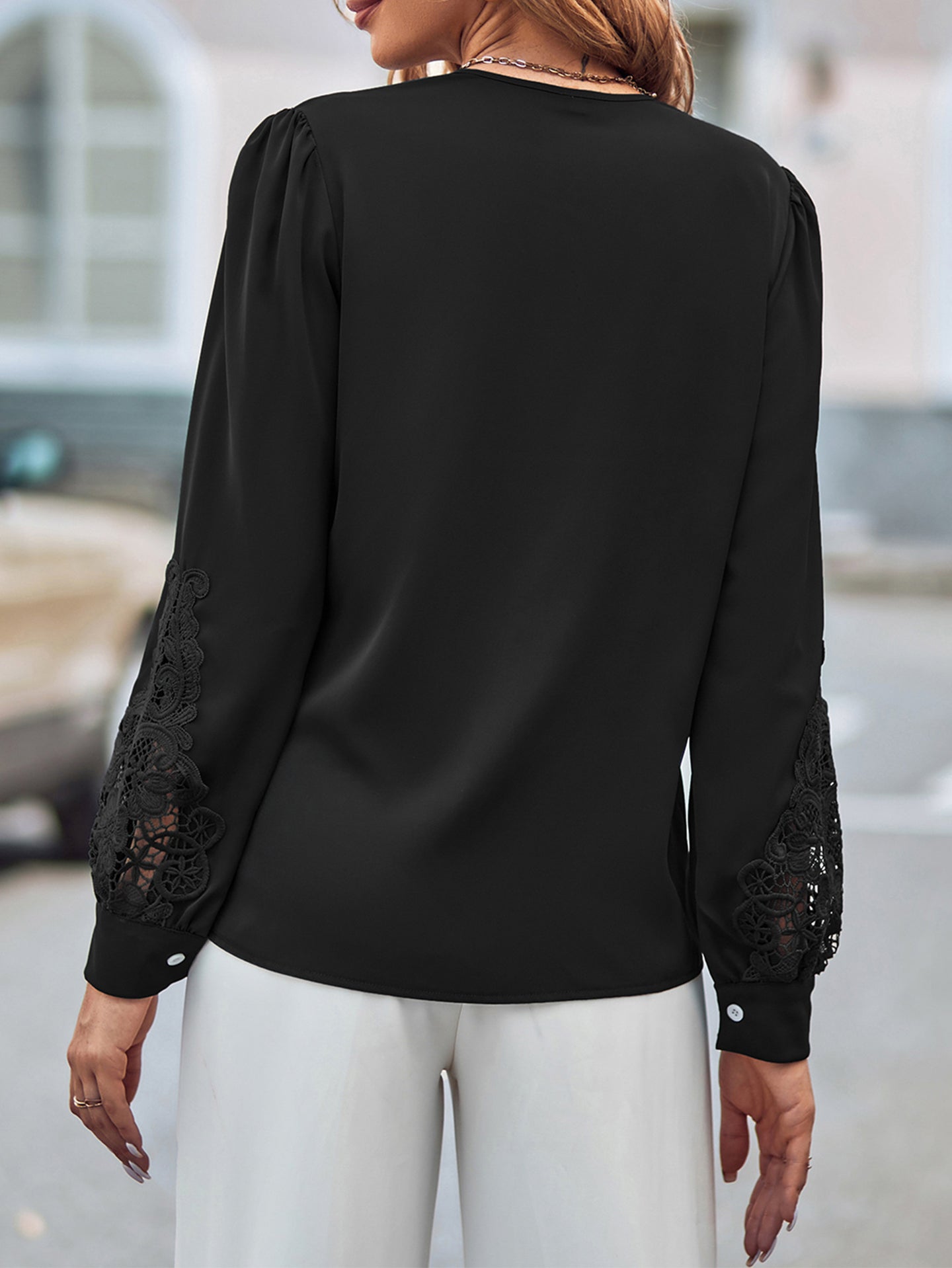 Women Collarless Solid Casual Shirt