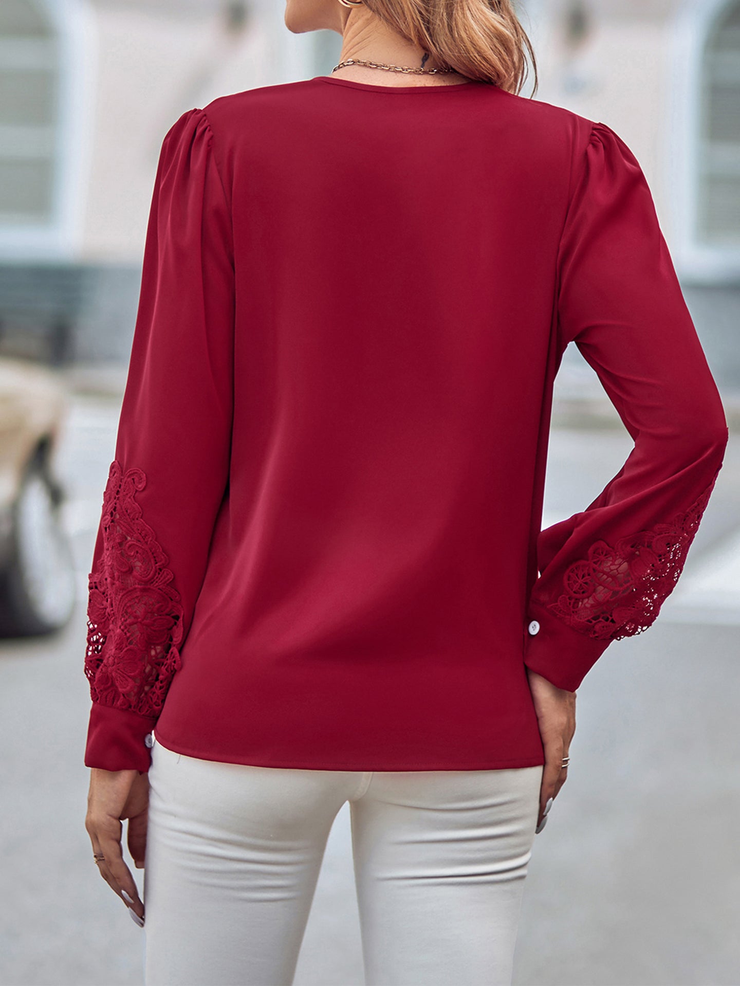 Women Collarless Solid Casual Shirt