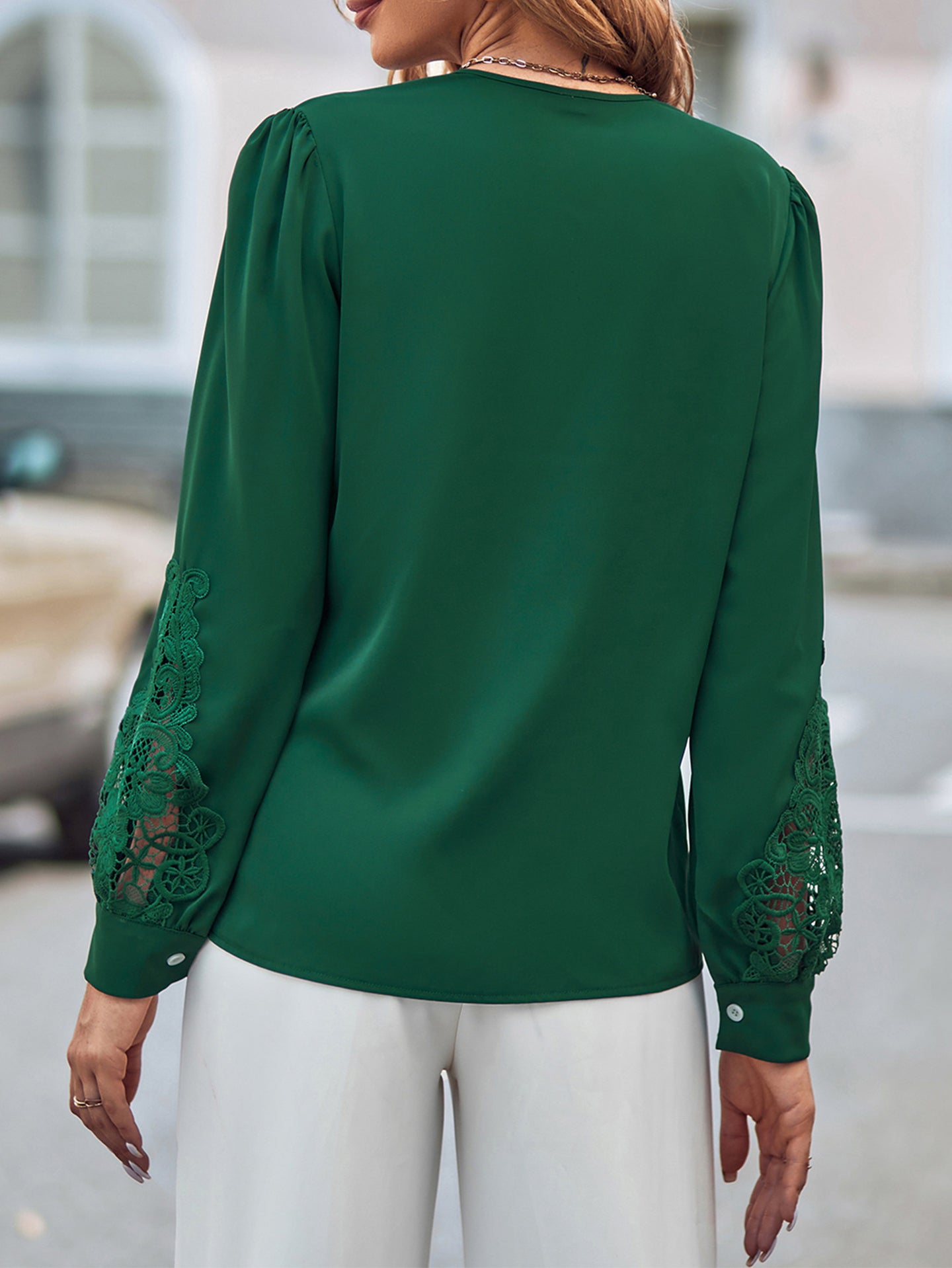 Women Collarless Solid Casual Shirt