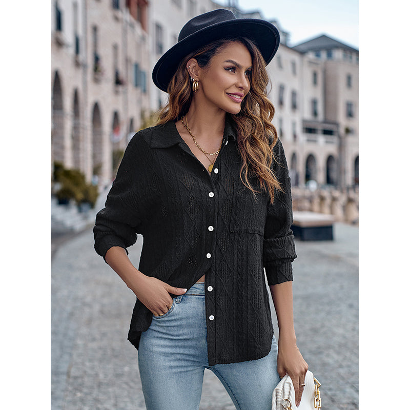 Black Self Design Casual Shirt