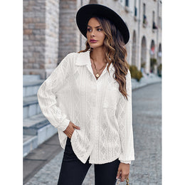 White Self Design Casual Shirt