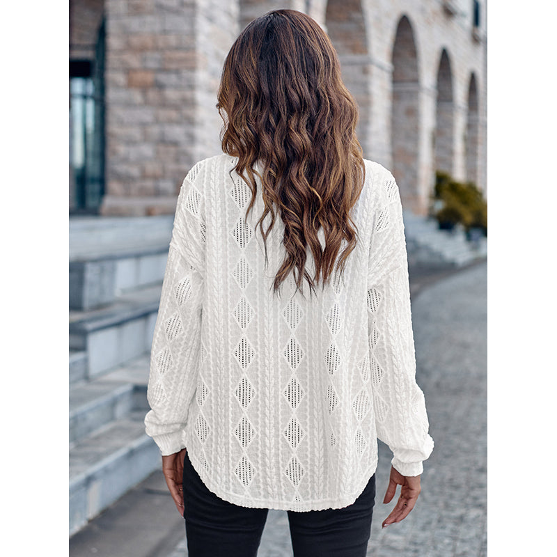 White Self Design Casual Shirt